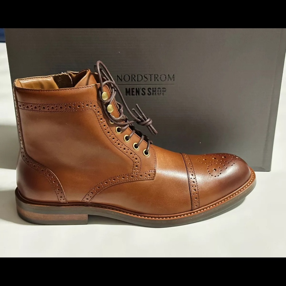 Nordstrom Leather Ankle Boots Cap Toe Chukka Men’s Sz 11.5 M Laced Zipper